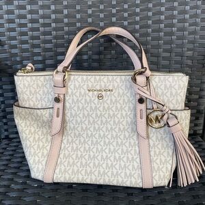 Michael Kors Bag,Michael Kors Cream and Pink Satchel